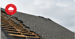 Storm damaged shingle roof needing repair in DFW